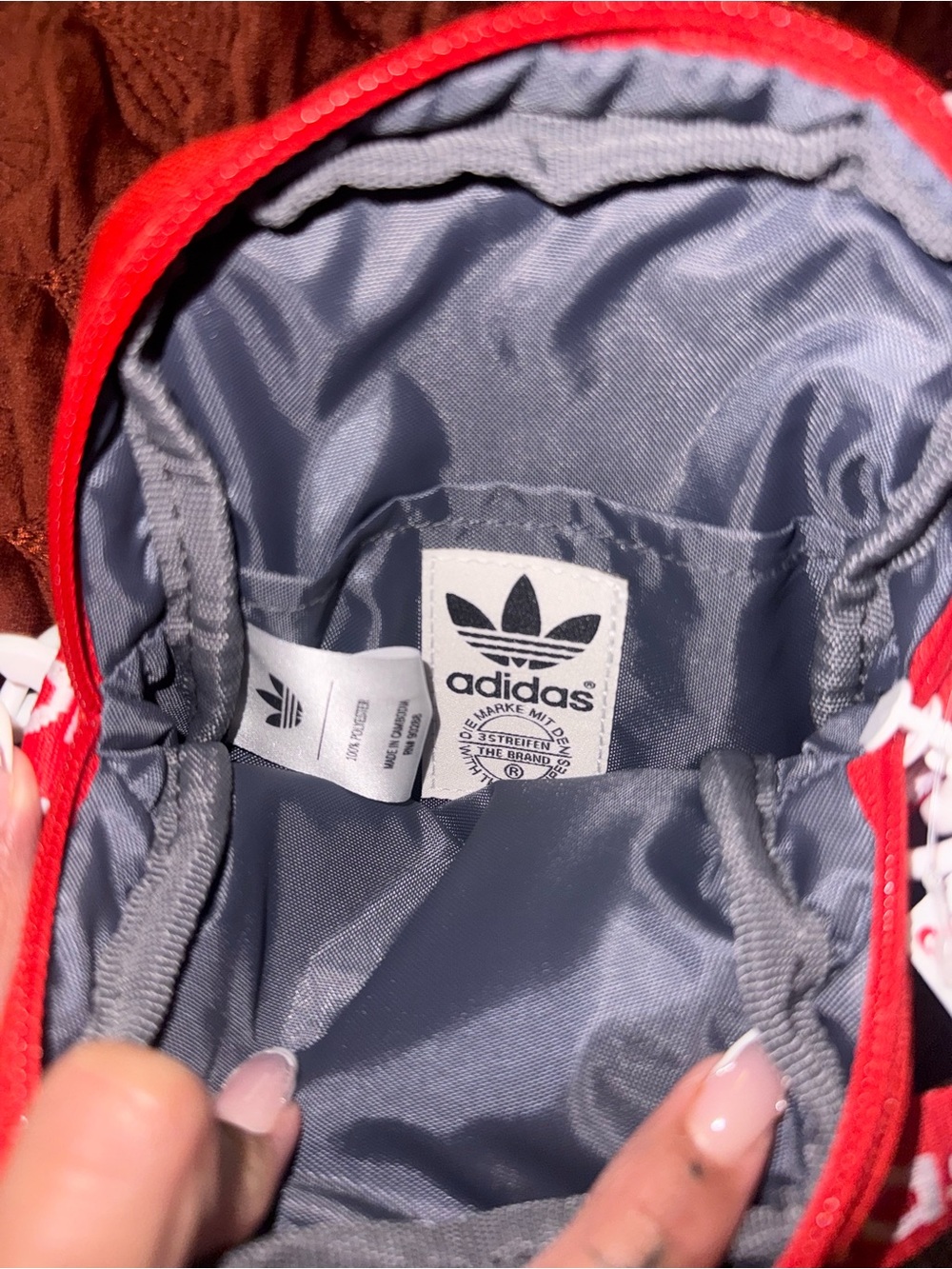 adidas Red Trefoil Mini Crossbody Bag with Branded Strap - Picture 5 of 5